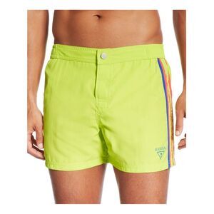 GUESS Mens Retro Swim Bottom Board Shorts, Green, NWT